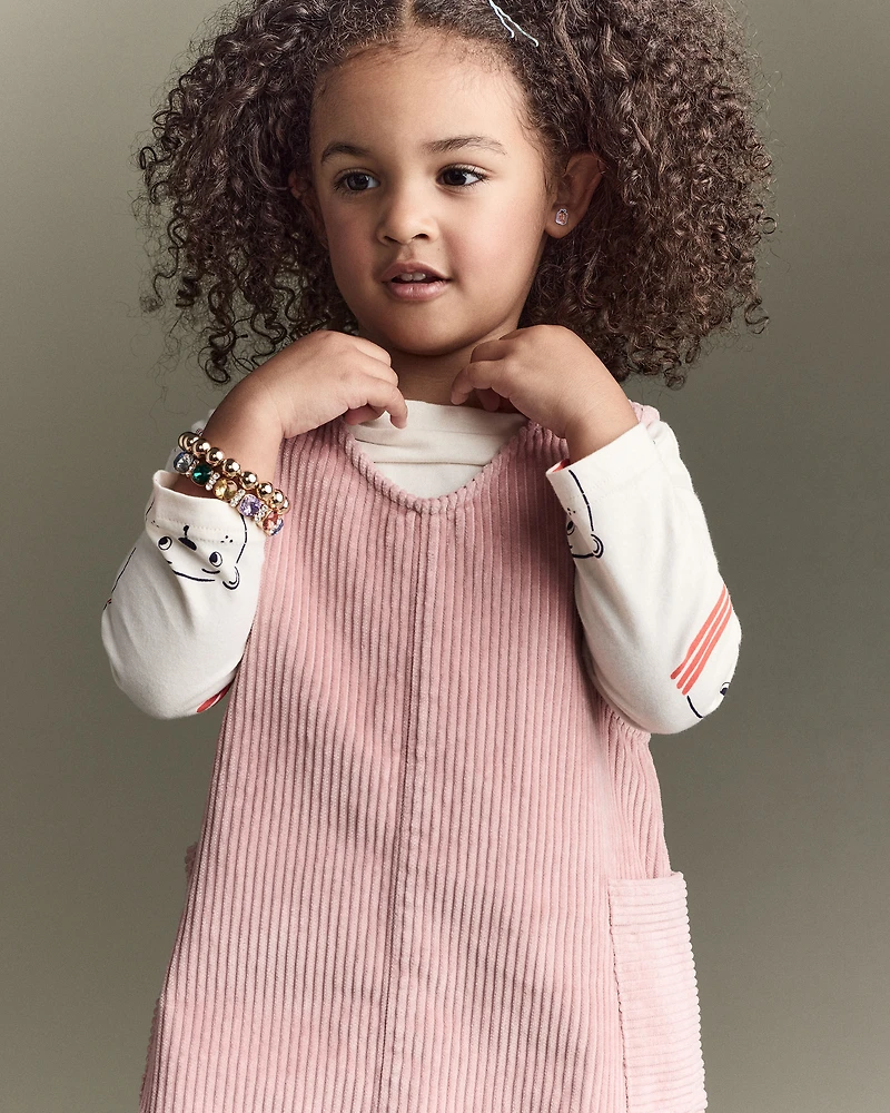 Toddler Girl Otter Pocket Corduroy Jumper - Light Pink