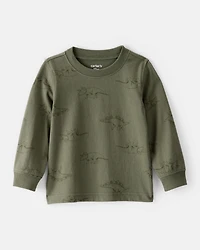 Baby Boy Dinosaur Print Long-Sleeve Tee - Green