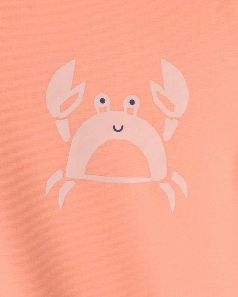 Toddler Boy 2-Piece Crab Rashguard & Swim Trunk Set - Orange