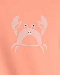 Toddler Boy 2-Piece Crab Rashguard & Swim Trunk Set - Orange