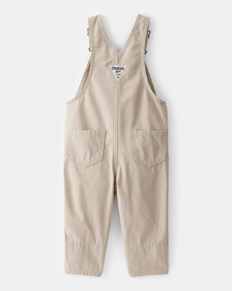 Baby Lightweight Floral-Lined Canvas Overalls  - Khaki