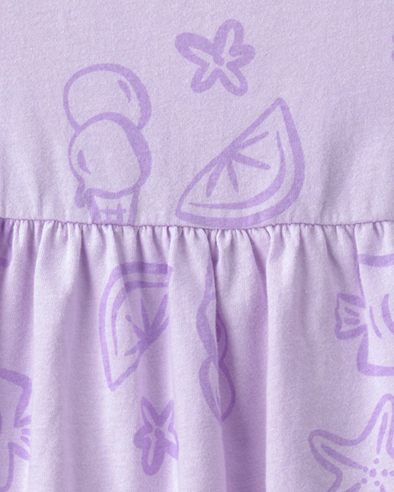 Baby Girl Sea Animal Sleeveless Dress - Purple
