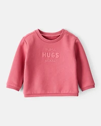 Baby Girl DayDream Fleece More Hugs Please Long-Sleeve Pullover Sweatshirt - Pink