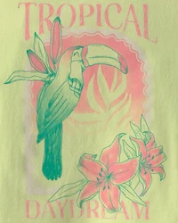 Girls 'Tropical Daydream' Toucan Graphic Tank - Green