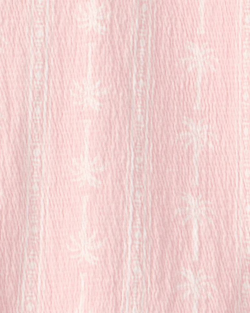 Girls Palm Tree Crinkle Top - Pink