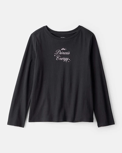 Girls Princess Long-Sleeve Graphic Tee - Black