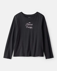 Girls Princess Long-Sleeve Graphic Tee - Black
