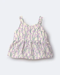 Toddler Girl Peplum Tank Top in Wildflower Print - Cream