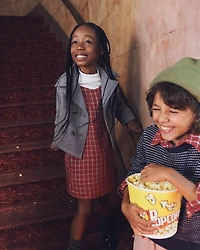 Girls 2-Piece Plaid Long-Sleeve Dress Set - Red