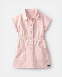 Toddler Girl Twill Button-Up Utility Dress - Pink