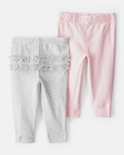 Baby Girl 2-Pack Ruffle-Detail Cotton Pants