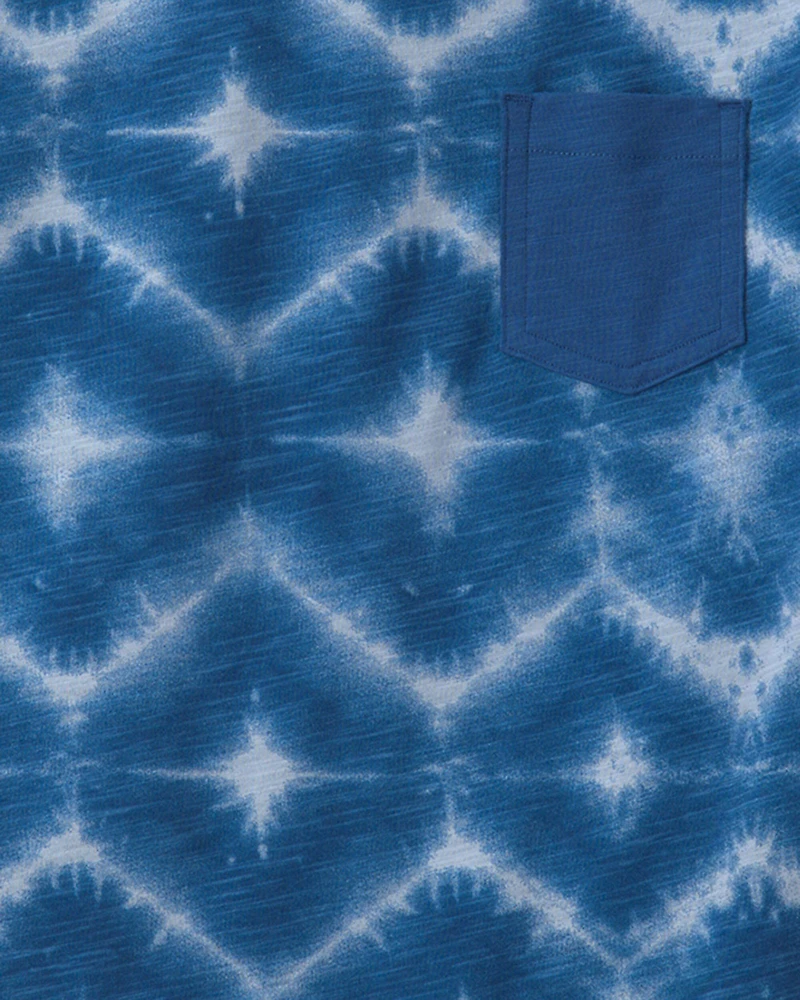 Boys Geometric Tie-Dye Pocket Tee - Blue