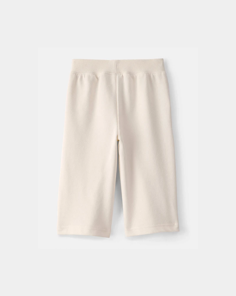 Baby Girl French Terry Wide-Leg Active Pants - Ivory