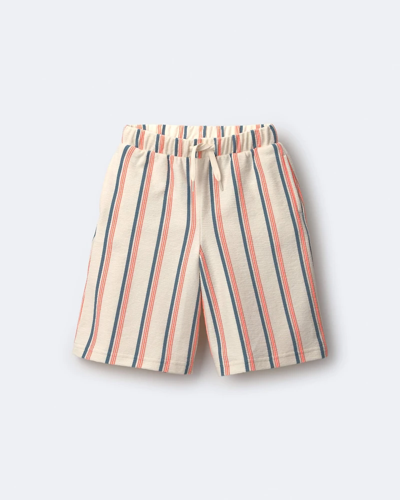Toddler Girl Wide-Leg Capri Pant in Stripes - Cream