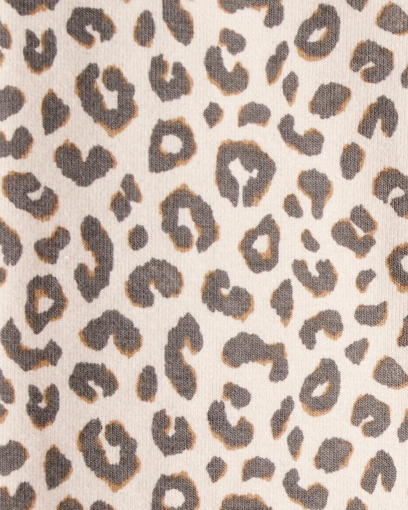 Toddler Girl Cotton Leopard Stretch Leggings - Brown