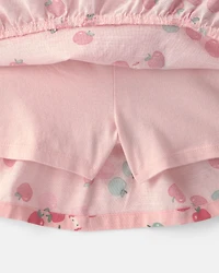 Toddler Girl 2-Piece Apple French Terry Long-Sleeve Top & Skort Set - Pink