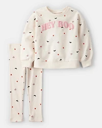 Toddler 2-Piece Hey Boo Halloween Outfit Set - Cream