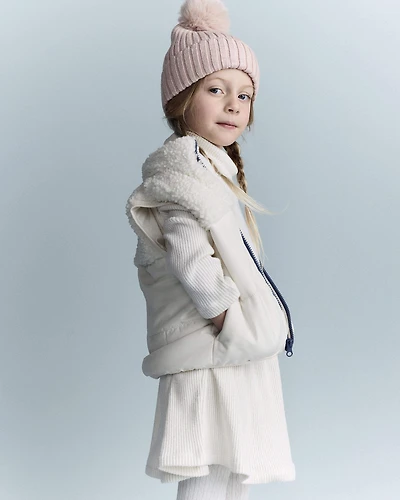 Toddler Sherpa Ski Puffer Vest - Cream