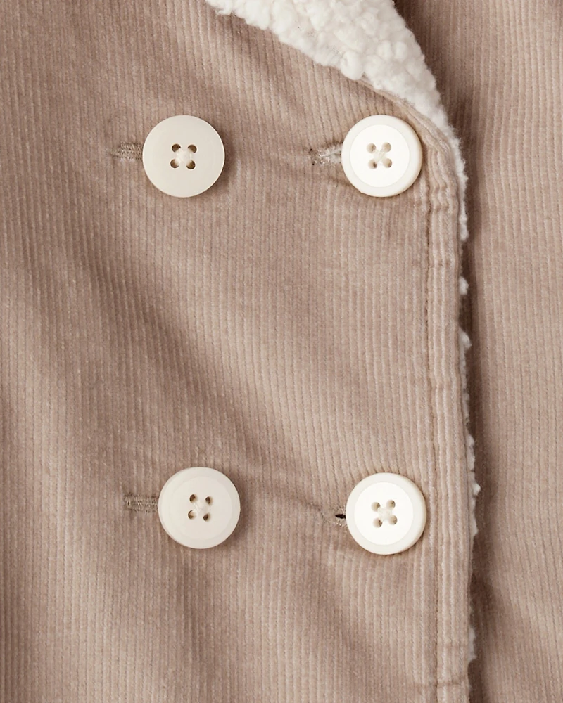 Toddler Girl Corduroy Long-Sleeve Fashion Jacket - Brown