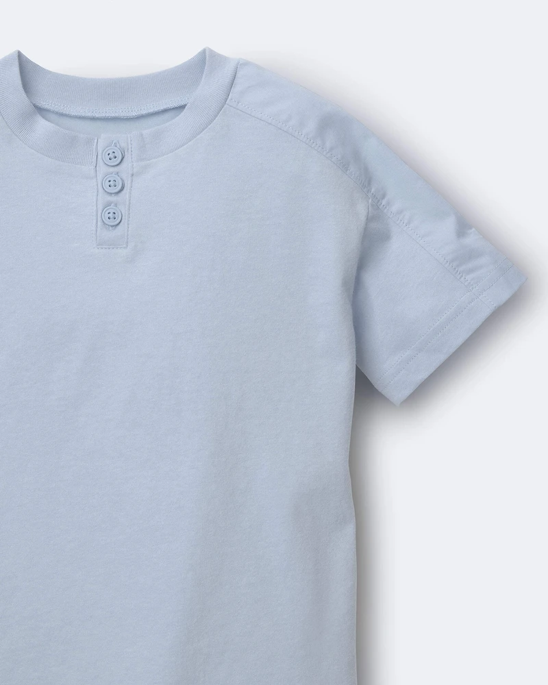 Toddler Boy Henley Tee - Blue