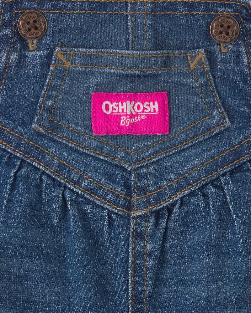Baby Girl Denim Overalls - Medium Wash