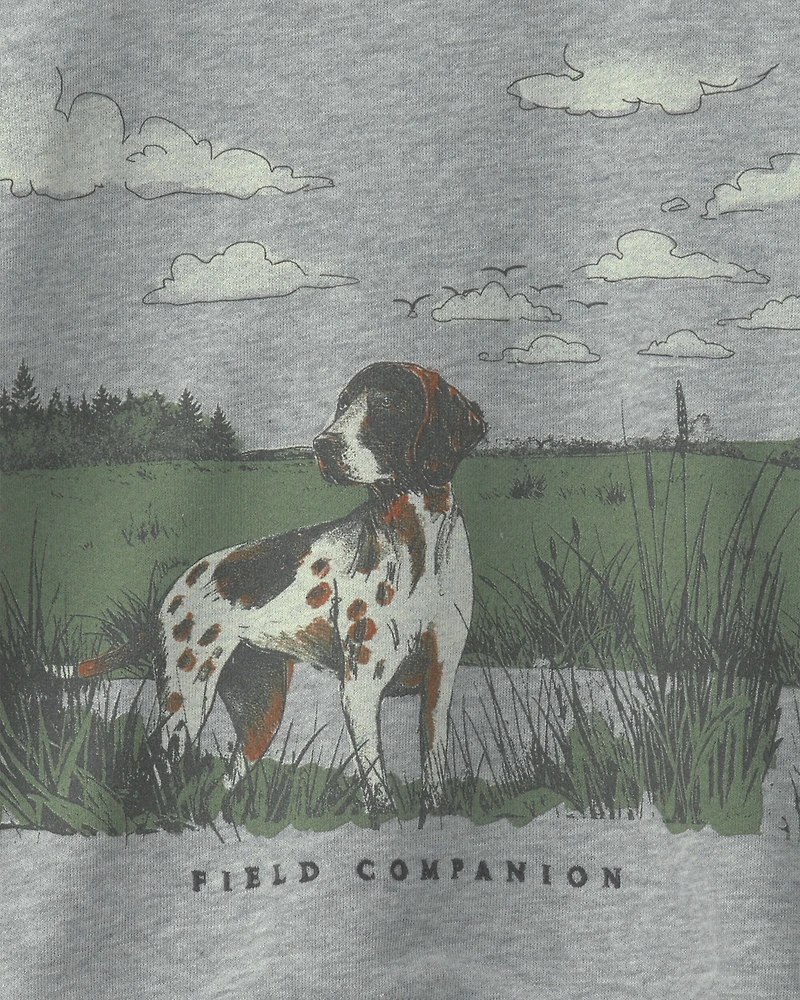 Boys 'Field Companion' Dog French Terry Pullover Sweatshirt - Grey