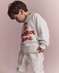 Toddler 'I'm On Toddler Time'  Dolman-Sleeve Sweatshirt - Heather Grey