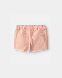 Toddler Girl Eyelet Trim Twill Shorts - Peach