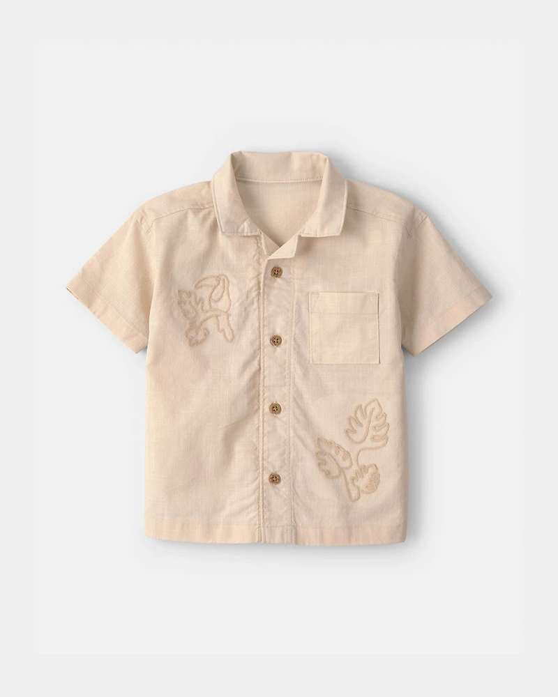 Toddler Boy 2-Piece Toucan Embroidered Top & Short Set - Khaki