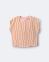 Toddler Girl Off-Center Stripe Dolman Tee - Rose/Light Orange