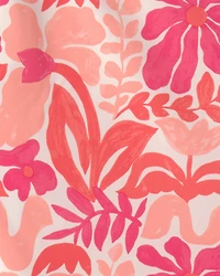 Girls 3-Piece Floral Long-Sleeve Rashguard Swimsuit Set - Pink/Orange