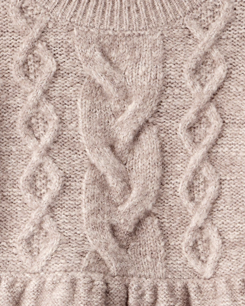 Baby Girl Sweater Knit Long-Sleeve Dress - Brown