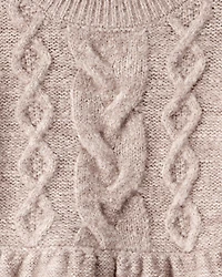 Baby Girl Sweater Knit Long-Sleeve Dress - Brown