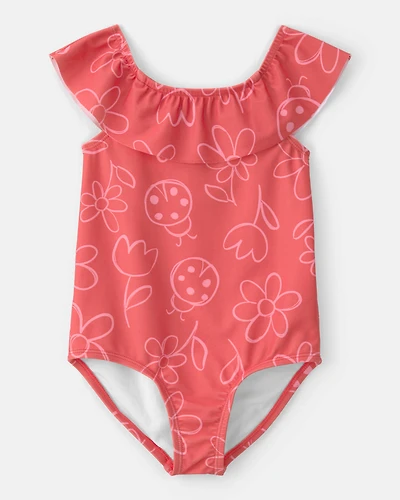 Toddler Girl Floral 1-Piece Swimsuit - Red