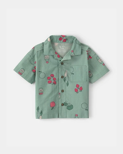 Baby Boy Veggie Fruit Short-Sleeve Button-Down Shirt - Green
