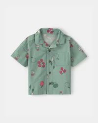 Baby Boy Veggie Fruit Short-Sleeve Button-Down Shirt - Green