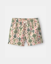 Toddler Boy Fish Linen Shorts - Beige