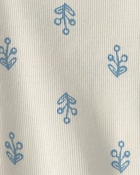 Baby Girl Floral Ribbed Tee - Ivory