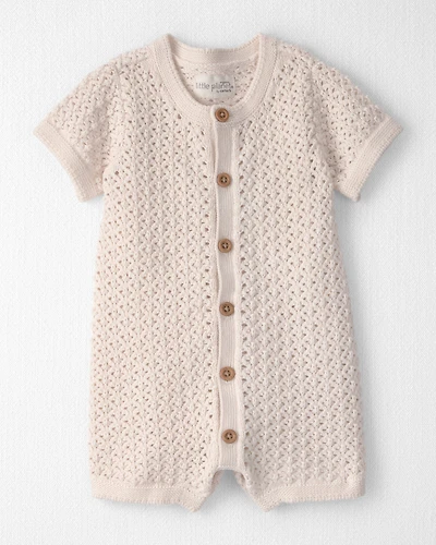 Baby Girl Organic Cotton Sweater Knit Romper