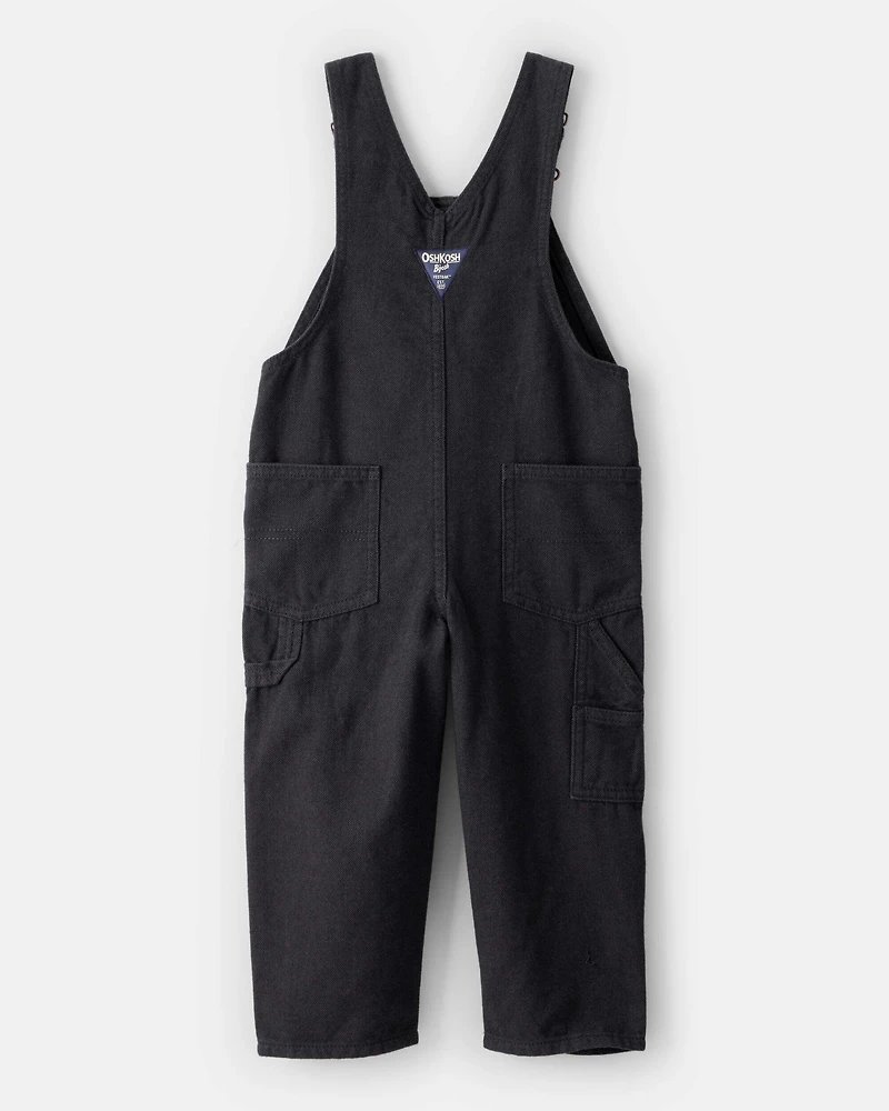 Toddler Boy Herringbone Overalls - Black
