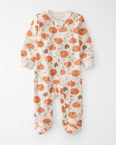 Baby Organic Cotton Sleep & Play Pajamas in Harvest Pumpkins Print