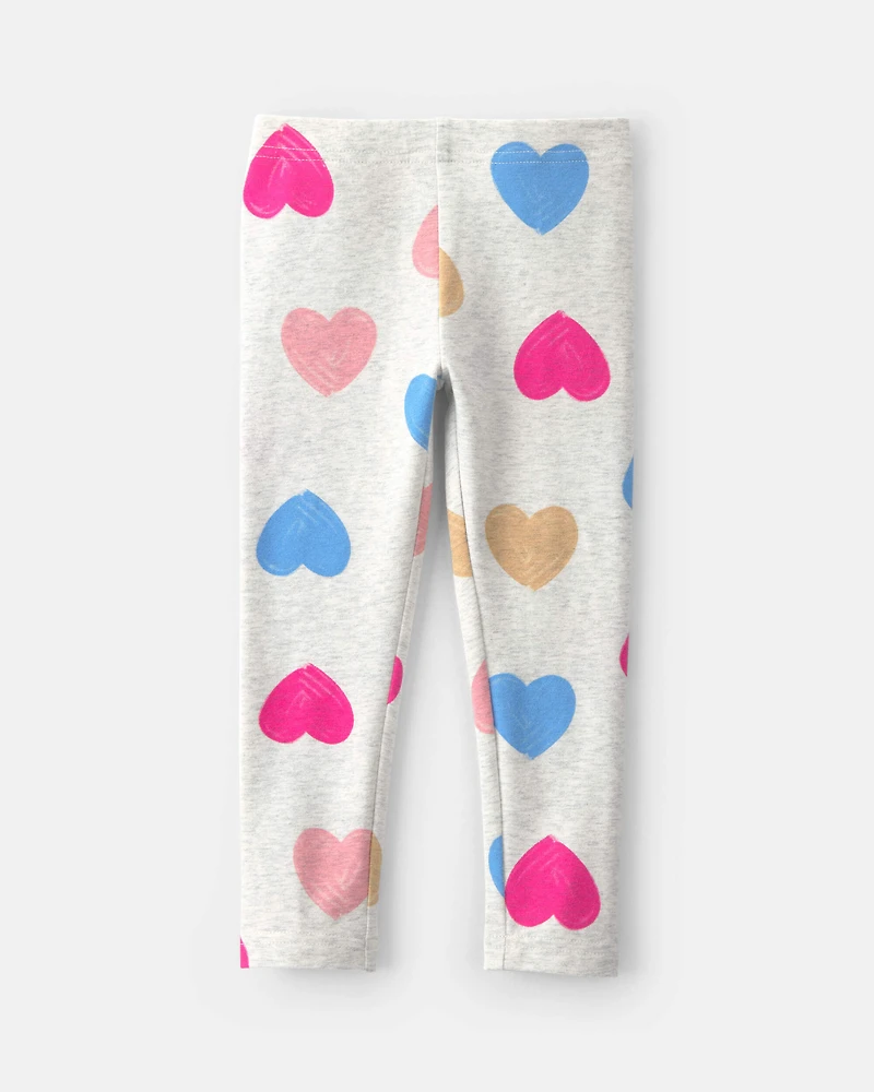 Toddler Girl Heart Cotton Pull-On Stretch Leggings
