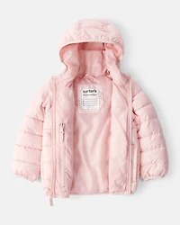 Toddler Packable Hooded Puffer Jacket - Pink