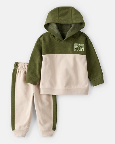 Baby Boy 2-Piece Color Block Hooded Tee & Jogger Set - Green/White