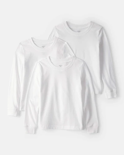 Boys 3-Pack Long-Sleeve Undershirts - White