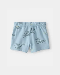 Baby Boy Helicopter French Terry Shorts - Blue