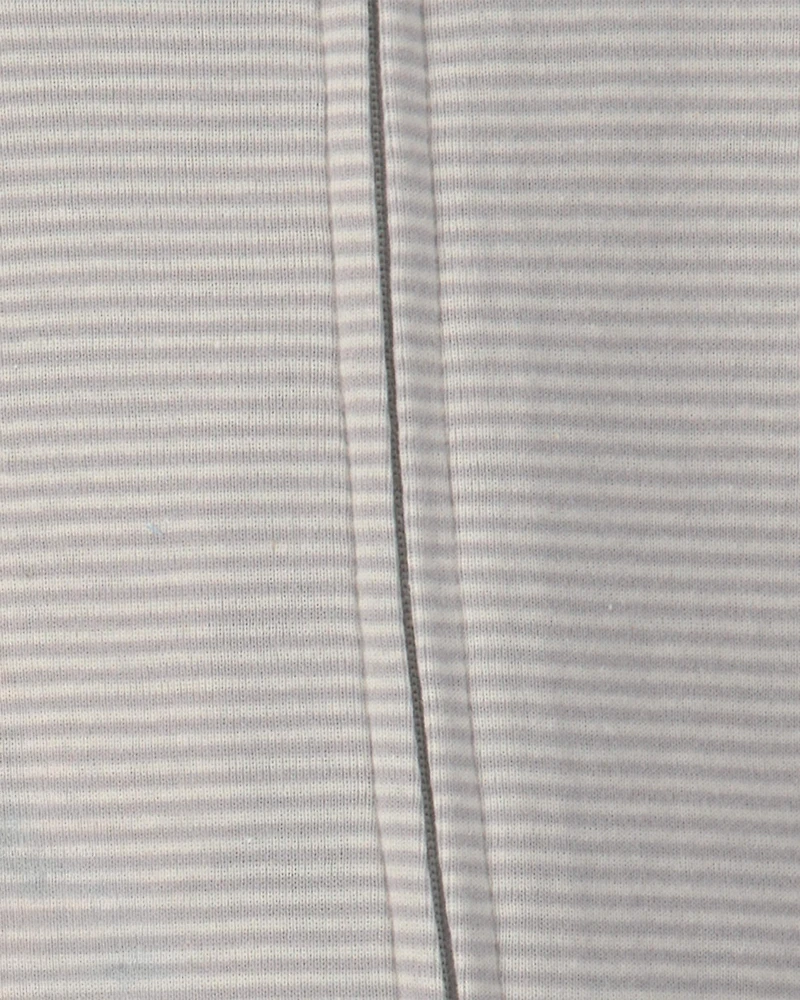 Baby 2-Pack Elephant Striped 100% Cotton 2-Way Zip Sleep & Play Pajamas - Ivory/Grey
