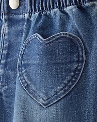Toddler Girl Heart Pocket Barrel Jeans - Blue