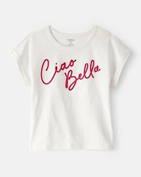Girls Ciao Bella Short-Sleeve Graphic Tee - Cream