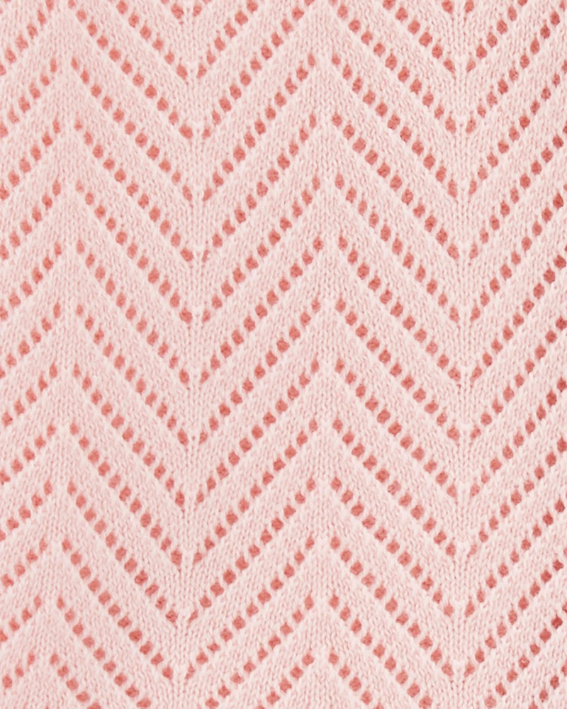 Baby Girl Pointelle Button-Front Sweater Knit Cardigan - Pink